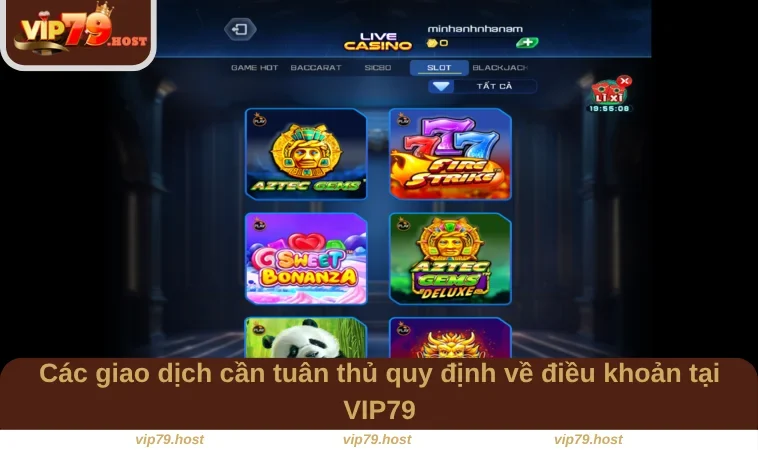 Các giao dịch cần tuân thủ quy định về điều khoản tại VIP79